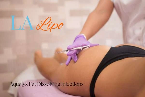 Woman having fat dissolving injections Cambridgeshire on thighs