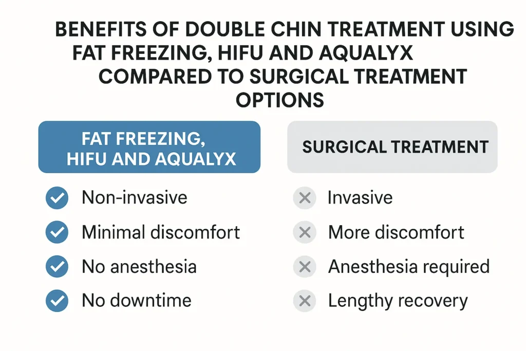 Graphic about the benefits of double chin treatment Cambridgeshire - from LA LIPO