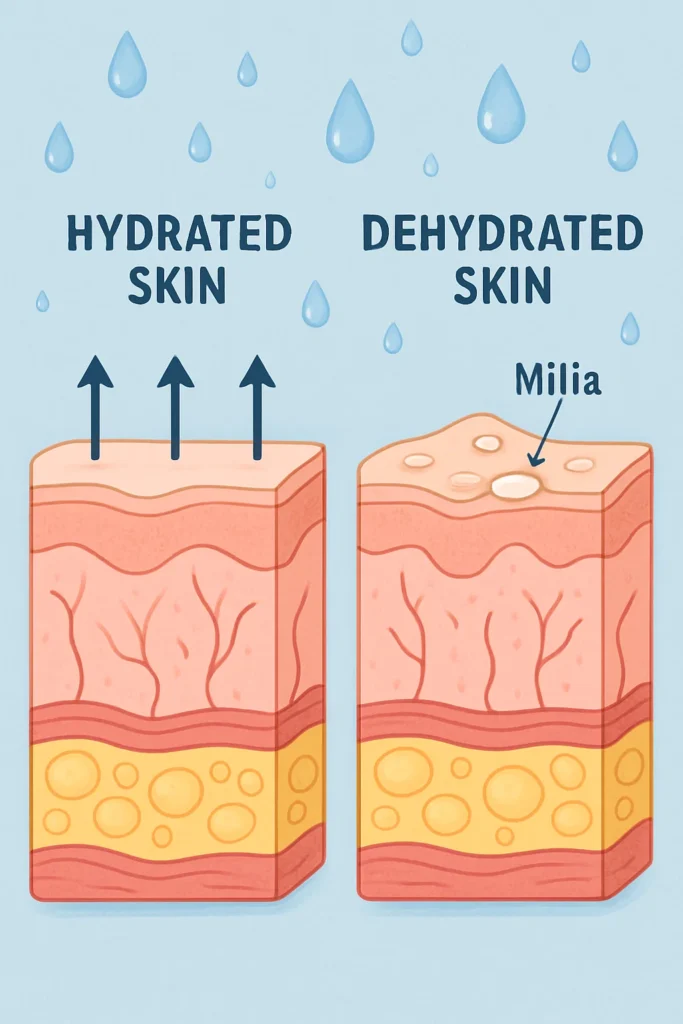 The importance of hydration and milia production Cambridgeshire